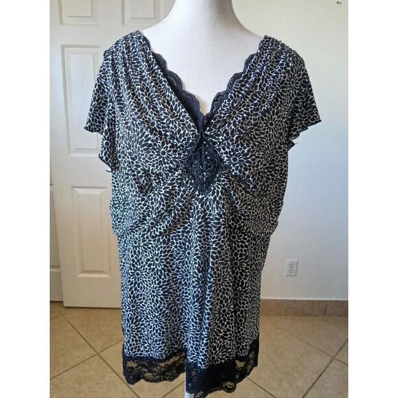 Vol.1 Womens Floral Cap Sleeve V Neck Pullover‎ Black Tank Top 2X Babydoll Y2K - Picture 1 of 12